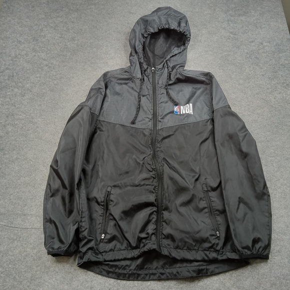 NBA Other - NBA Jacket Mens Small Black Gray NBA Basketball Hooded Full Zip Windbreaker‎